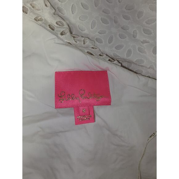 EUC Lilly Pulitzer Sz 8 Josey Dress Eyelet Lace One Shoulder Ruffle Desi… - Picture 3 of 4